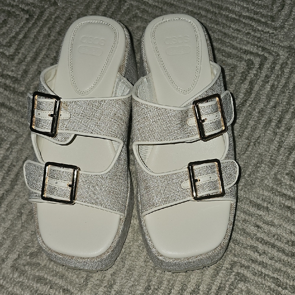 ASOS Design Double-Buckle Slide Platform Sandals